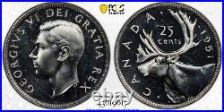 Canada 1951 Low Relief 25 Cents Silver Coin PCGS Proof-Like PL-66