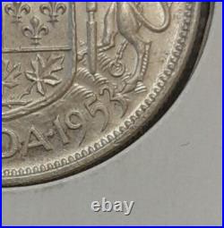 Canada 1953 Silver 50 Cents, Large Date, No Shoulder Fold, Nice Coin