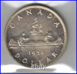 Canada 1954 Voyageur Silver Dollar Elizabeth II Silver Coin Graded Iccs Pl65