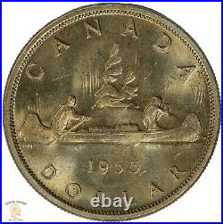 Canada 1955 ARN Die Break $1 One Dollar Silver Coin Uncirculated+