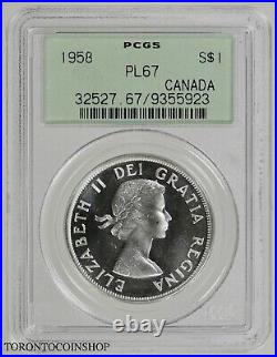 Canada 1958 $1 One Dollar Silver Coin PCGS PL-67