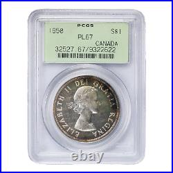 Canada 1958 $1 Silver Dollar Coin PCGS PL-67