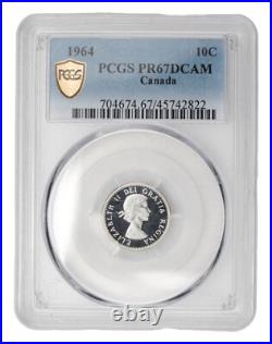 Canada 1964 10 Cents Dime Silver Proof / Specimen Coin PCGS PR-67 DCAM Canada 1964 10 Cents Dime Silver Proof / Specimen Coin PCGS PR-67 DCAM