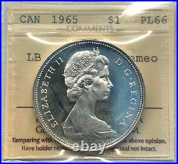 Canada 1965 Large Beads Pointed 5 $1 Silver Dollar Coin ICCS PL-66 Heavy Cameo