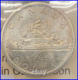 Canada 1965 Small Beads Pointed 5 $1 Dollar Silver Coin ICCS MS 65