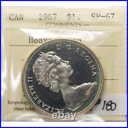 Canada 1967 $1 Silver Dollar Coin ICCS Specimen SP-67 Heavy Cameo