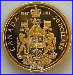 Canada 1967-2017 $20 Gold Plated 99.99% Proof Silver Centennial Coin