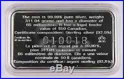 Canada 1998 $50 10 Oz Silver Silver Maple Leaf Coin 10th Anniversary +COA & BOX
