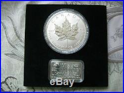 Canada 1998 Canada Maple Leaf 10th Anniv. $50 Dollar Silver 10 oz Coin Ingot Box
