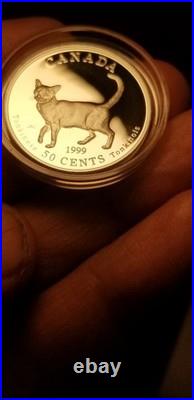 Canada 1999 50 Cents Gem Proof Silver Coin Tonkinese Cats Of Canada Idrs1