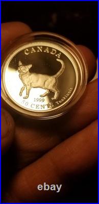Canada 1999 50 Cents Gem Proof Silver Coin Tonkinese Cats Of Canada Idrs1