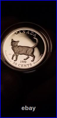 Canada 1999 50 Cents Gem Proof Silver Coin Tonkinese Cats Of Canada Idrs1