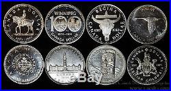Canada $1 Dollar silver 8 Coin Set 1939 1958 1964 1967 1971 1973 1974 1982
