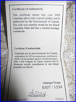 Canada 2009 $20 Silver coin 475th Anniv Jacques Cartier's Arrival Mint, 304/1,534