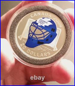 Canada 2009 Toronto Maple Leafs $20 coloured mask Proof silver coin Very rare