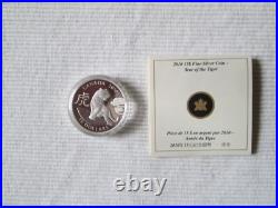 Canada 2010 Sterling Silver Coin $15 Lunar Lotus Year of the Tiger Coin & COA