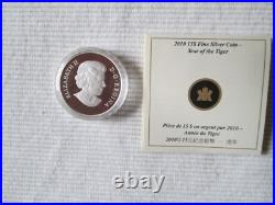 Canada 2010 Sterling Silver Coin $15 Lunar Lotus Year of the Tiger Coin & COA