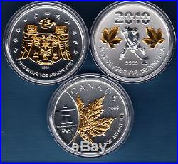 Canada 2010 Vancouver Olympic Special Edition Silver Maple Leaf 3 Coin Set