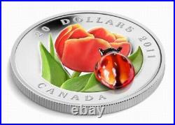 Canada 2011 $20 Tulip with Murano Glass Ladybug Fine Silver Coin