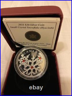 Canada 2011 $20 hyacinth Crystal snowflake silver coin