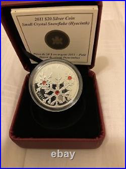 Canada 2011 $20 hyacinth Crystal snowflake silver coin