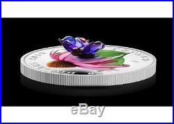 Canada 2012 20$ Purple Coneflower Venetian Glass Blue Butterfly 1oz Silver Coin