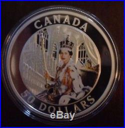 Canada 2013 $50 Queen's Coronation 5 oz Colored Silver Coin-LIMITED MINTAGE 1500