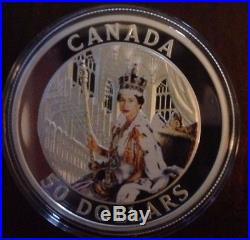 Canada 2013 $50 Queen's Coronation 5 oz Coloured Silver Coin