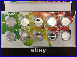 Canada 2014 $10 O Canada Series 99.99% Pure Silver 10-Coin Set