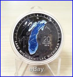 Canada 2014-15 $20 colored (coloured) silver coin The Great Lakes Series Set
