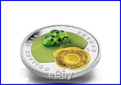Canada 2014 $20 Water-lily and Venetian Glass Leopard Frog 1oz Silver Proof Coin