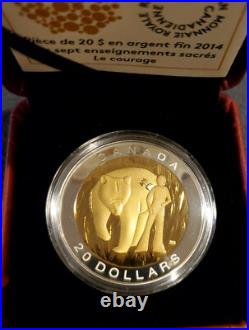 Canada 2014 Rare Seven Sacred Teachings Courage Gold 1 Oz Silver 20$ Proof Coin