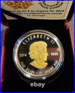 Canada 2014 Rare Seven Sacred Teachings Courage Gold 1 Oz Silver 20$ Proof Coin