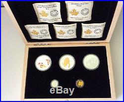 Canada 2014 Silver, Gold, Platinum 5 Coin Cougar Set BONUS Wooden Box Free ship