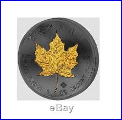 Canada 2015 1$ GOLDEN ENIGMA Black Ruthenium Maple Leaf 1oz Gilded Silver Coin