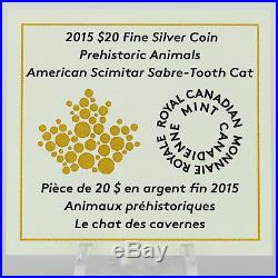 Canada 2015 $20 American Scimitar Sabre-Tooth Cat 1 oz. 99.99% Pure Silver Coin