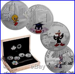 Canada 2015 $20 Fine Silver 4-Coin Set Looney Tunes with Wrist Watch