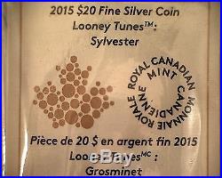 Canada 2015 $20 Looney Tunes Set, 4 Coins Fine Silver & Watch & Case