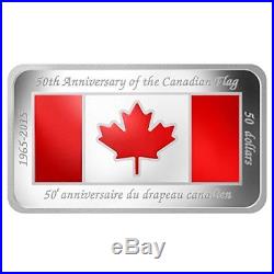 Canada 2015 $50 Fine Silver Coin 50th Anniversary of Canadian Flag Low Mintage