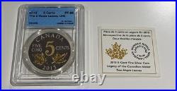 Canada 2015 5c Fine Silver Coin Legacy Of Two Maple Leaves CCCS Graded PF-68 UHC