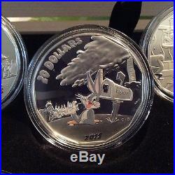 Canada 2015 BOX SET 4 LOONEY TUNES 1oz Silver $20 Coins & Watch RCM 4 Coin Set