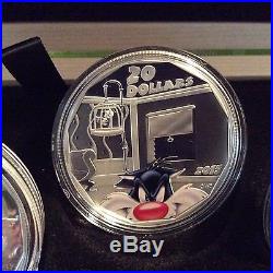 Canada 2015 BOX SET 4 LOONEY TUNES 1oz Silver $20 Coins & Watch RCM 4 Coin Set