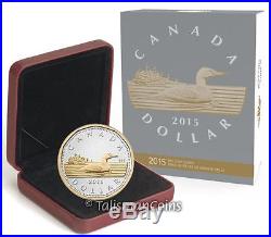 Canada 2015 Big Coins Series #1 Loonie Dollar 5 Ounce Silver Gold Plated Proof