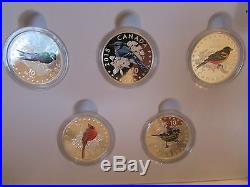 Canada 2015 Fine Silver Coloured 5-Coin Songbirds with musical box