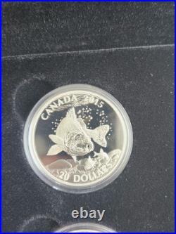 Canada 2015 Sportfish North America 4 Coin $20 Silver Proof Set withbox