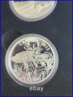 Canada 2015 Sportfish North America 4 Coin $20 Silver Proof Set withbox