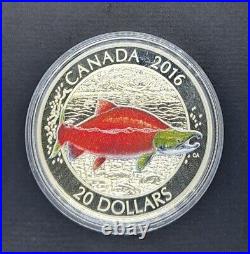 Canada 2016 20 Dollar Salmonoids Salmon Silver. 9999 Proof Coin Complete Set