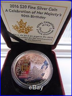 Canada 2016 $20 Fine Silver Coin A Celebration of Her Majesty's 90th Birthday