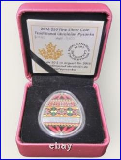 Canada 2016 20$ Traditional Ukrainian Pysanka Egg Shape 1oz Silver Coin