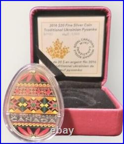 Canada 2016 20$ Traditional Ukrainian Pysanka Egg Shape 1oz Silver Coin